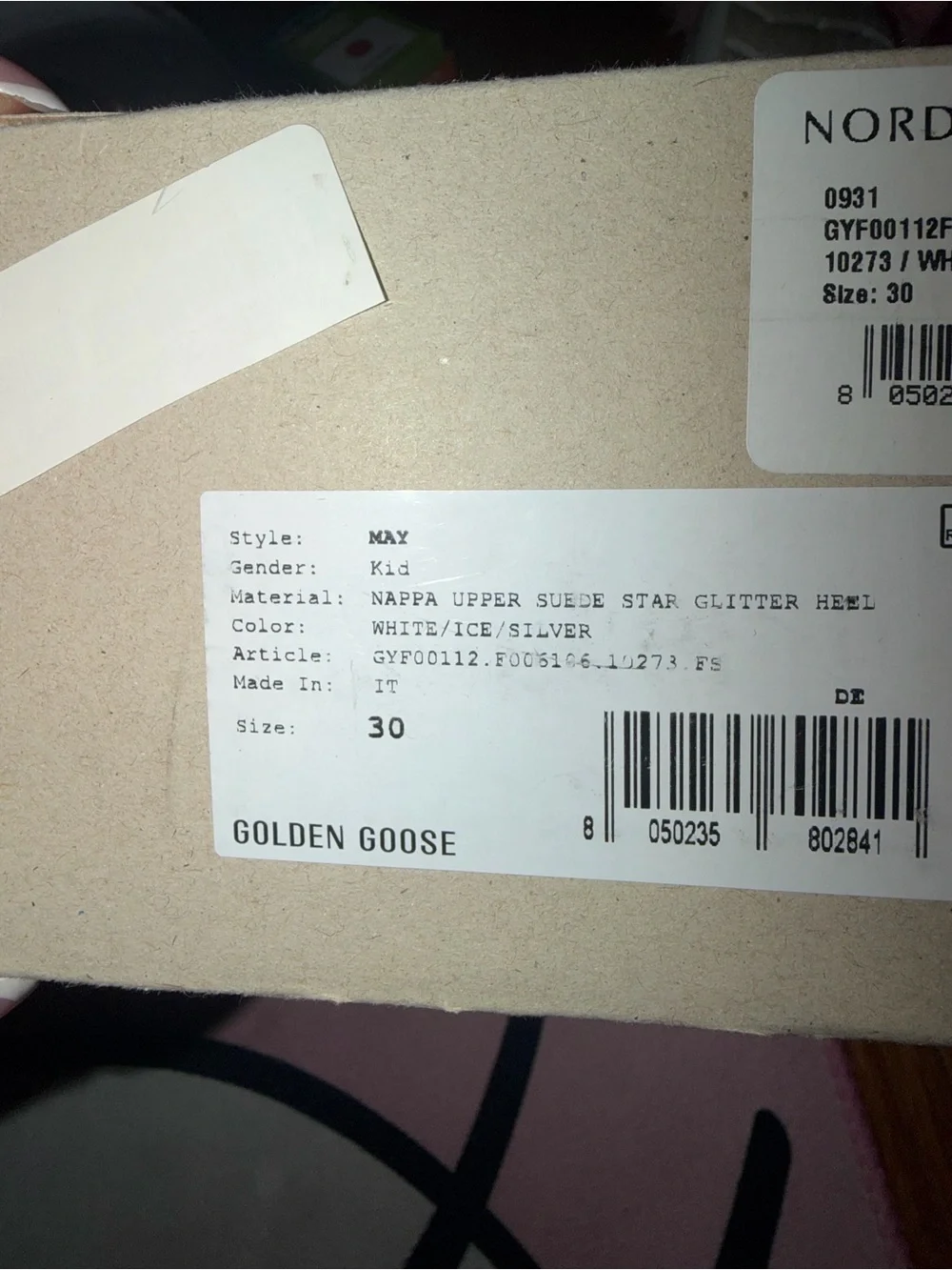 Golden Goose White Leather Kids Sneakers with Silver Heel Detail